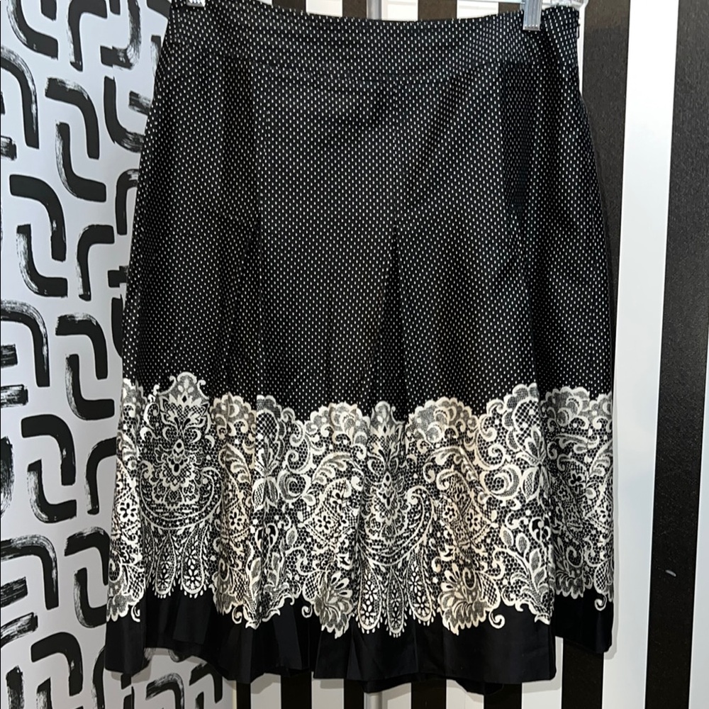 Talbots Black and White A-Line Skirt